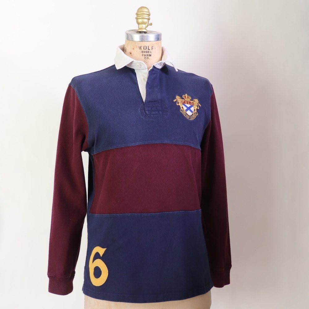 Polo Ralph Lauren Vintage Rugby-Style Patchwork Long Sleeve Shirt